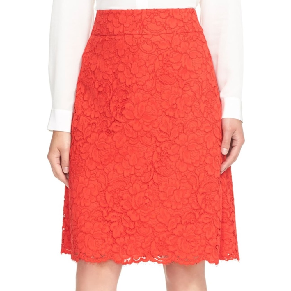 Kate Spade red lace a-line skirt 10 medium M 8 EUC
